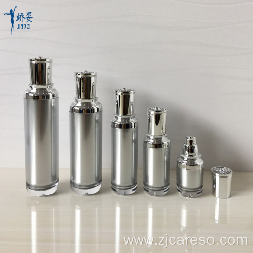 Silver Acrylic Bottles and Jars with Decoration